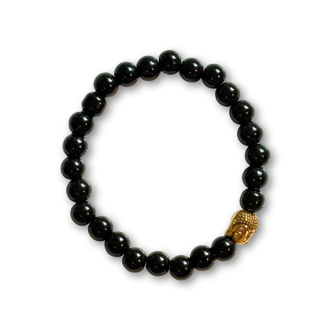 Buddha Crystal Beaded Bracelet - Black Onyx
