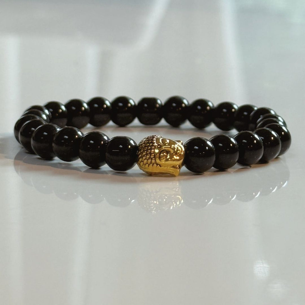 Buddha Crystal Beaded Bracelet - Black Onyx