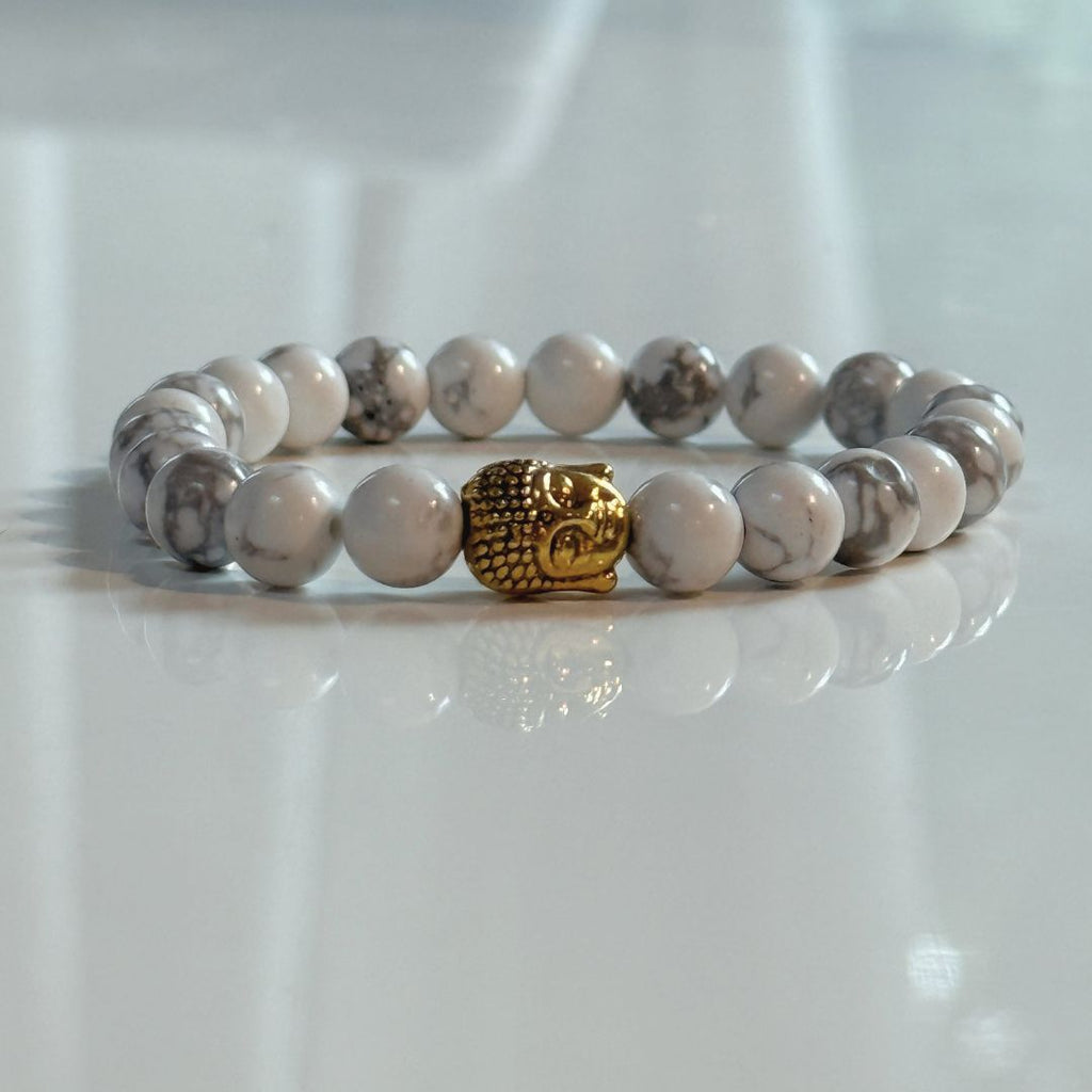 Buddha Crystal Beaded Bracelet - White Howlite