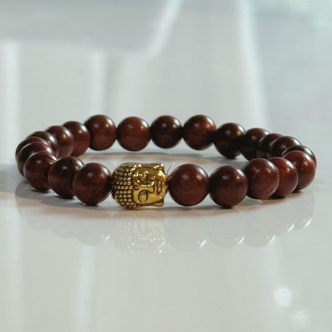 Buddha Crystal Beaded Bracelet - Wood
