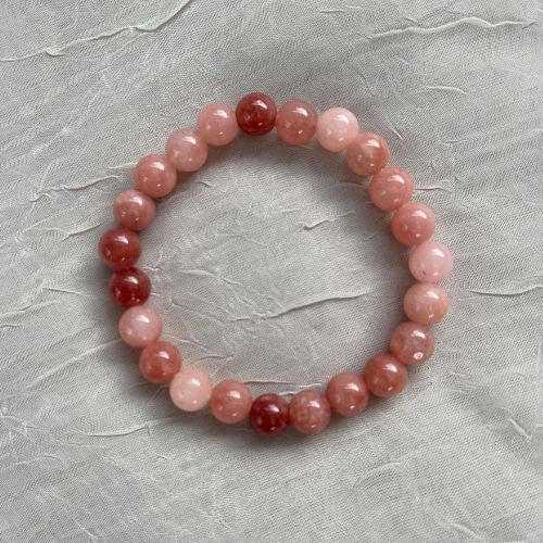 Crystal Healing Beaded Bracelet, Pink Aventurine