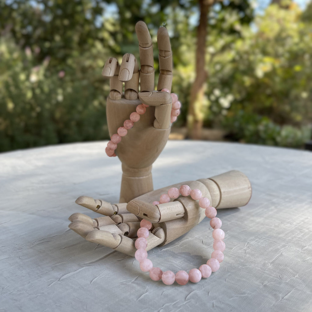 Crystal Healing Beaded Bracelet, Pink Opal