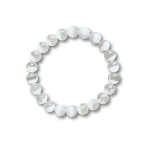 Crystal Healing Beaded Bracelet, White Howlite