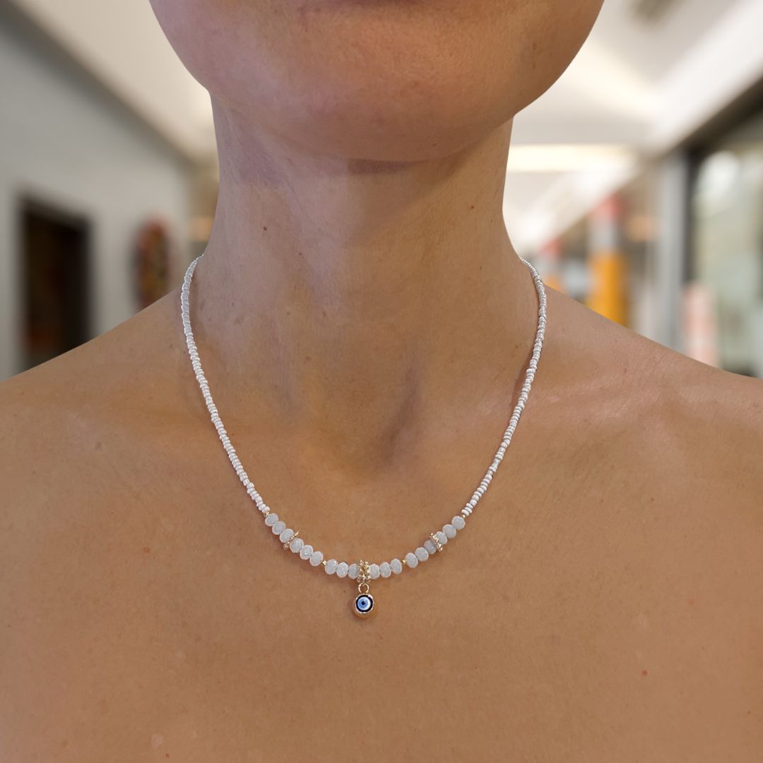 Evil Eye Charm Necklaces - Clear