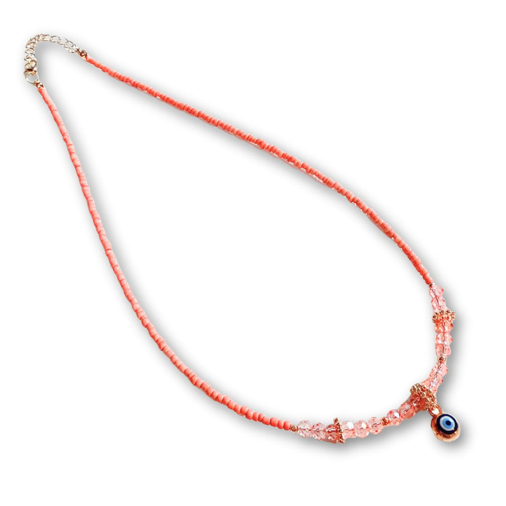 Evil Eye Charm Necklaces - Coral