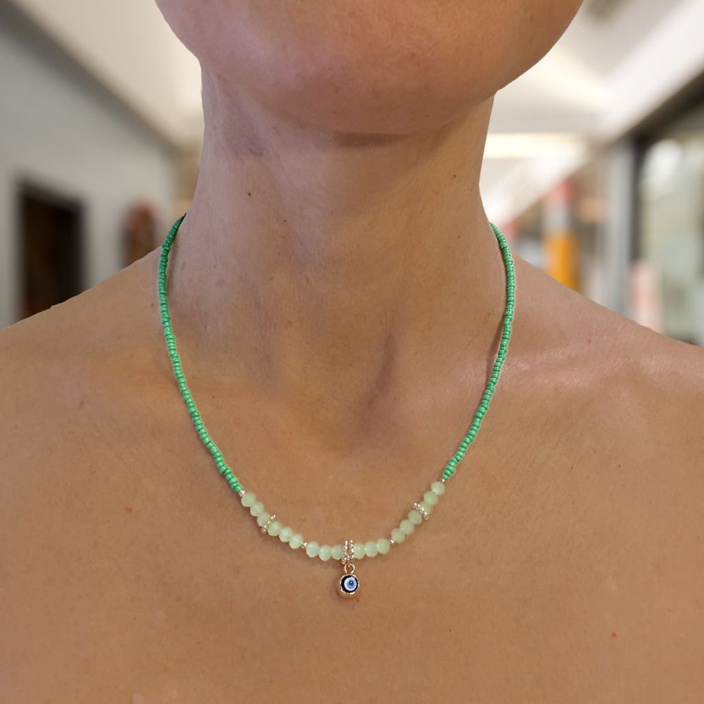 Evil Eye Charm Necklaces - Green
