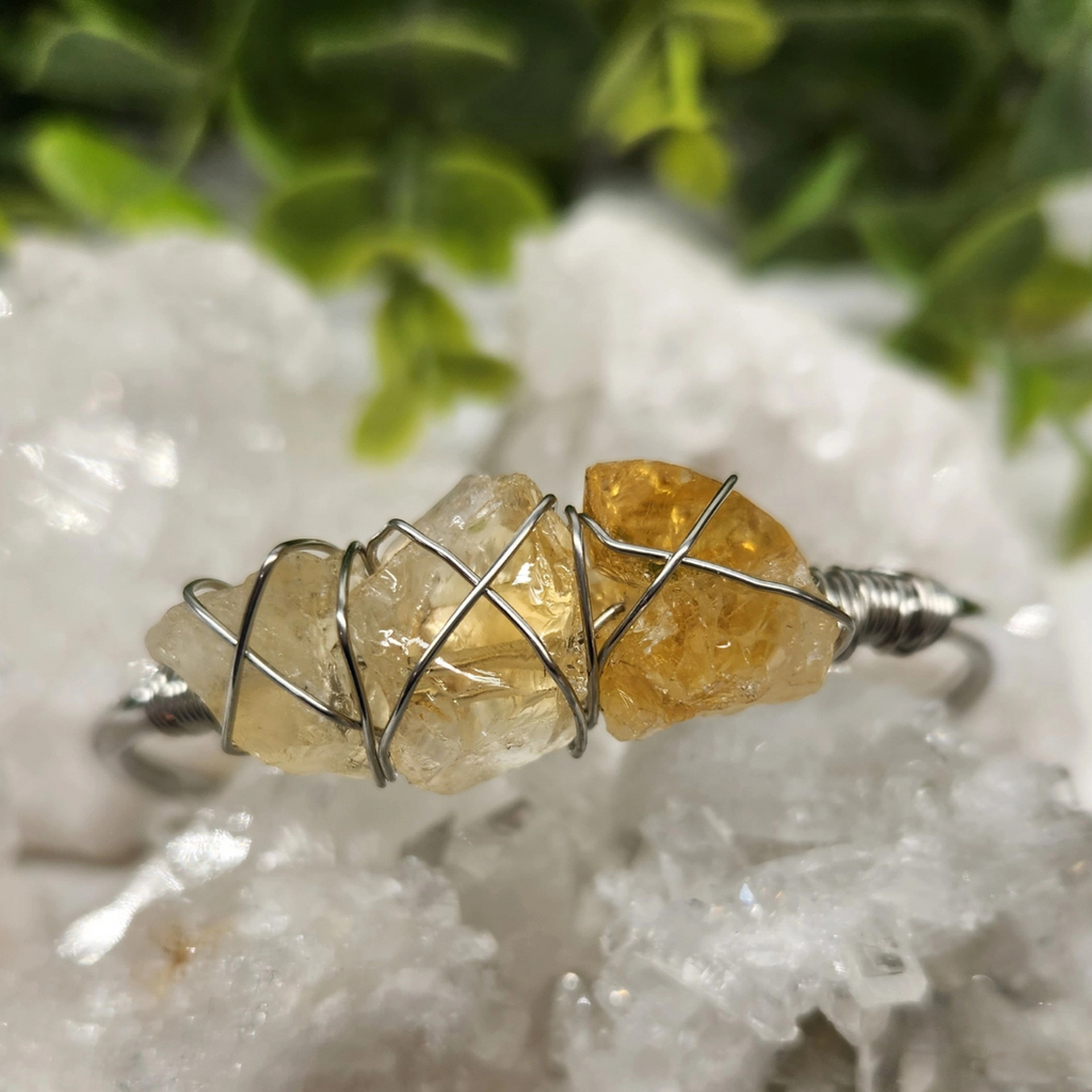 Gemstone Wire-Wrapped Bracelet - Citrine White Gold