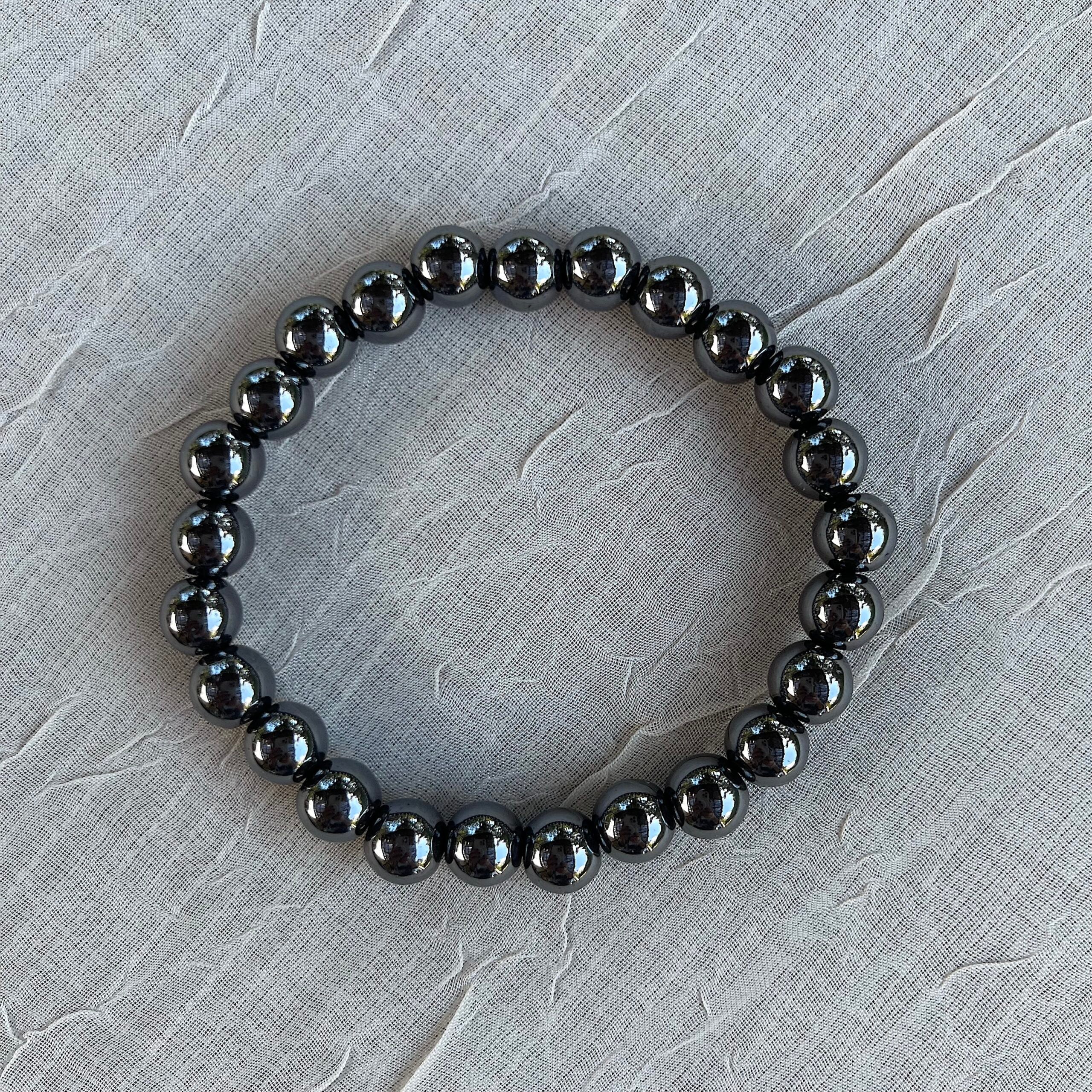 Crystal Healing Beaded Bracelet, Hematite