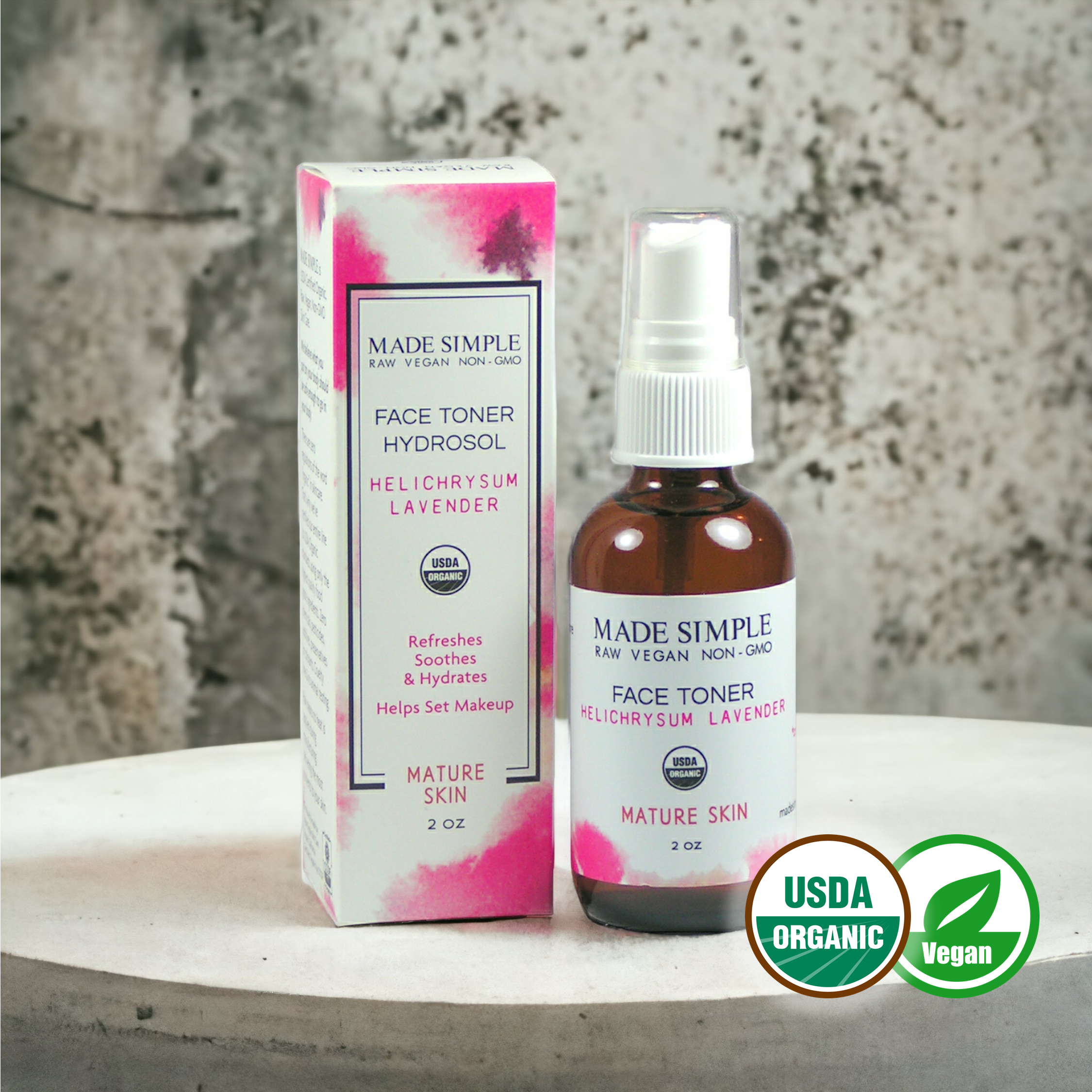 Helichrysum Lavender Face Toner for Mature Skin - Certified Organic, Vegan & Cruelty-free