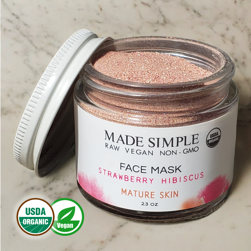 Strawberry Hibiscus Face Mask for Mature Skin - Certified Organic, Vegan & Cruelty-free