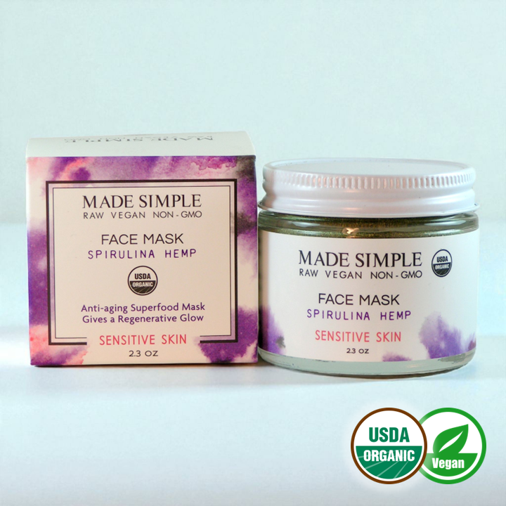 Spirulina Hemp Face Mask for Sensitive Skin - Certified Organic, Vegan & Cruelty-free