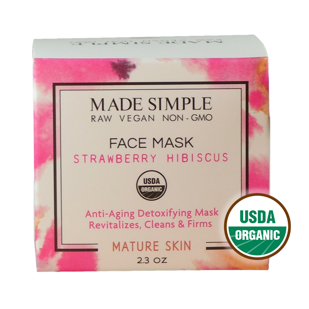 Strawberry Hibiscus Face Mask for Mature Skin - Certified Organic, Vegan & Cruelty-free