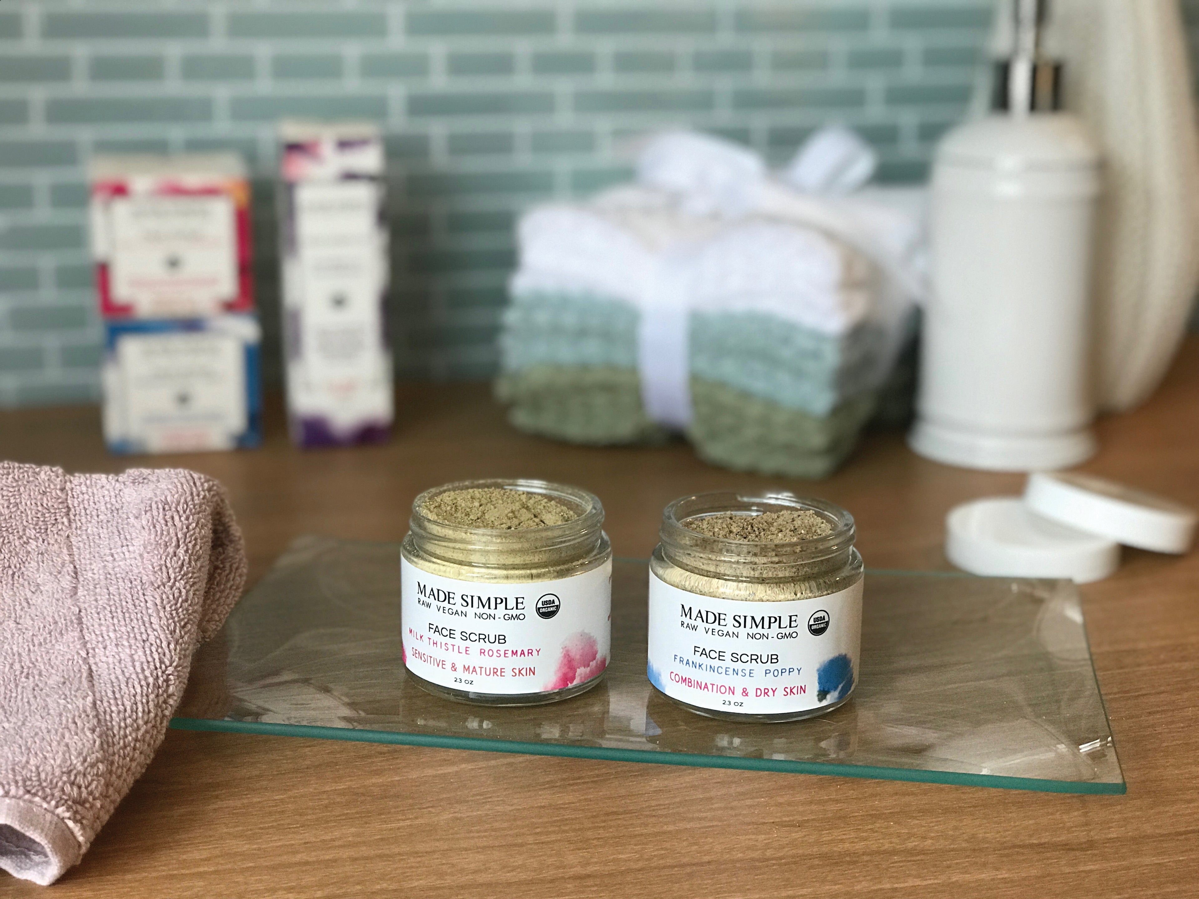 Milk Thistle Rosemary Face Scrub for Sensitive/Mature Skin - Certified Organic, Vegan & Cruelty-free