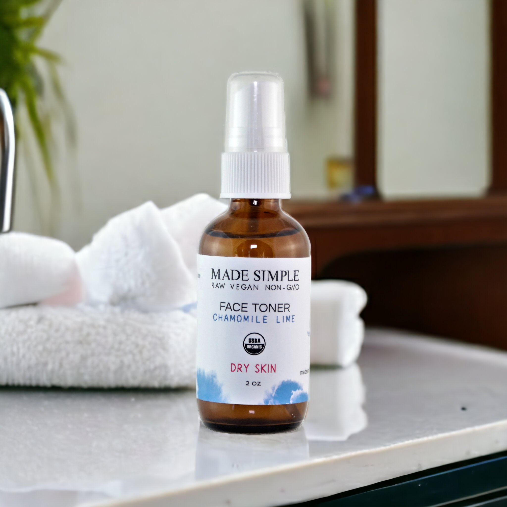 Chamomile Lime Face Toner for Dry Skin - Certified Organic, Vegan & Cruelty-free