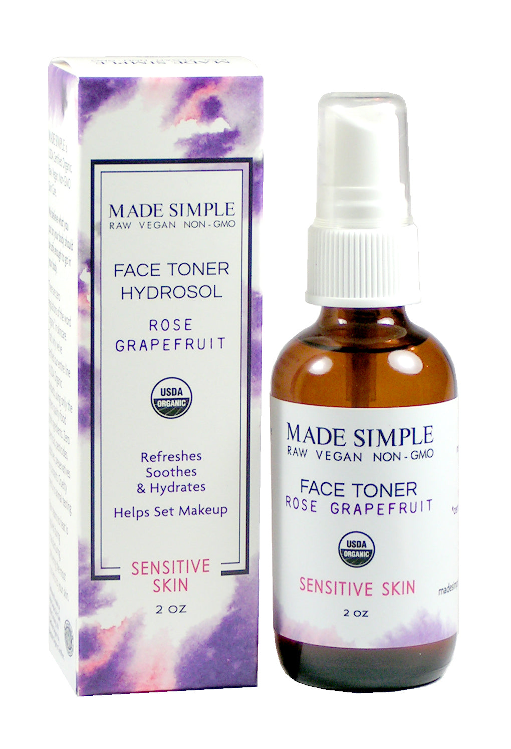 Rose Grapefruit Face Toner for Sensitive Skin - Certified Organic, Vegan & Cruelty-free